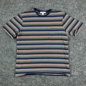 Goodthreads T-Shirt Men's XL Blue Striped Pocket Crew Neck Short Sleeve Casual